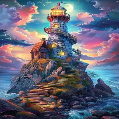 1000-Piece Adult Colorful Lighthouses Jigsaw Puzzle - Perfect for Fun Brain Puzzle Lovers, Vibrant Illustrations and Quality Pieces, Challenging and Relaxing Great Gifts Idea