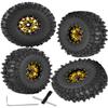RCMYou RC Aluminum 1.0 Inch Wheel Rim Tires for 1/18 1/24 Trx4m SCX24 RC Crawler Car,4pcs 1.0 Wheel Rim Soft Rubber Tires,Gold view 1