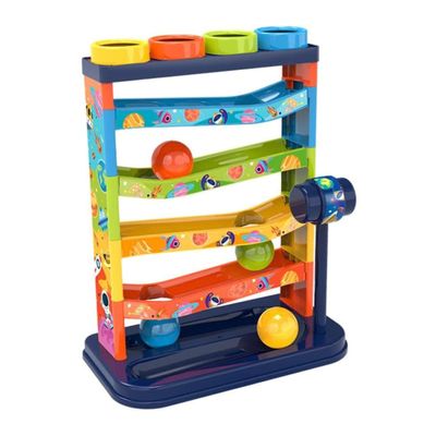 BEAHING Educational Ball Drop Toy for Kids, Tower Run with Swirling Ramps & 4 Balls