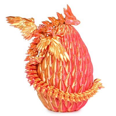 Mydhall 3D Printed Flying Dragon Egg with Articulated Dragon Inside Toys&Gifts for Kids,Home Decor,Creative Ornaments,Birthday,Easter (Flame Red, Large)