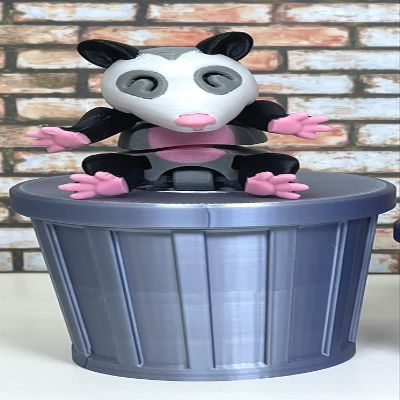 3D Printed Articulated Opossum Animal Toy, Fidget ADHD Autism Toy, Excutive Desk Toy OPO-001 (Large- 5.75 Inches)