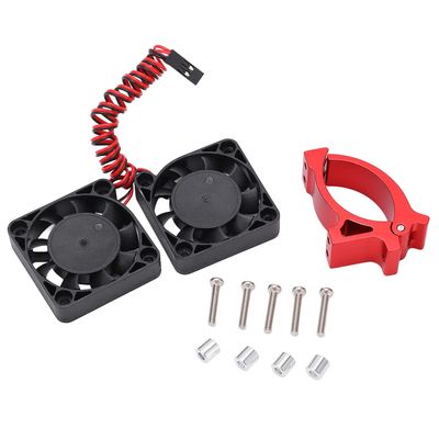 Bnineteenteam RC Motor Cooling Fan, Small Size Aluminum Alloy RC Motor Cooling Fan Set with Holder 40x40mm Kit for 4068 4268 4274 4275 with 42mm Diamete (Red