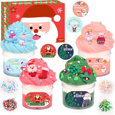 Christmas 4 Pack Butter Slime, Xmas Toys Kit, Classroom Party Favors for Kids 8-12, Party Favors for Classroom Birthday, Christmas Stocking Stuffers, Slime Advent Calendar 2025