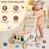Wooden Baby Walker with Wheels, Montessori Kitchen Walking Toys, Pretend Play Grocery Toys, Sorting and Stacking Toys for Infants and Toddlers, Push and Pull Learning Activity Walkers view 4