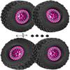RcarmubWow RC 1.9 Beadlock Wheels and Tires for 1/10 SCX10 TRX4 TRX6 VS4-10 Gen8 7 MST CFX D90 RC Crawler,Alloy Aluminium 1.9 rc Wheels 1.9 rc Rims w/ 1.9 Beadlock Tires Trunk Tires,Pink &Titanium view 1