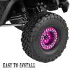 RcarmubWow RC 1.9 Beadlock Wheels and Tires for 1/10 SCX10 TRX4 TRX6 VS4-10 Gen8 7 MST CFX D90 RC Crawler,Alloy Aluminium 1.9 rc Wheels 1.9 rc Rims w/ 1.9 Beadlock Tires Trunk Tires,Pink &Titanium view 3