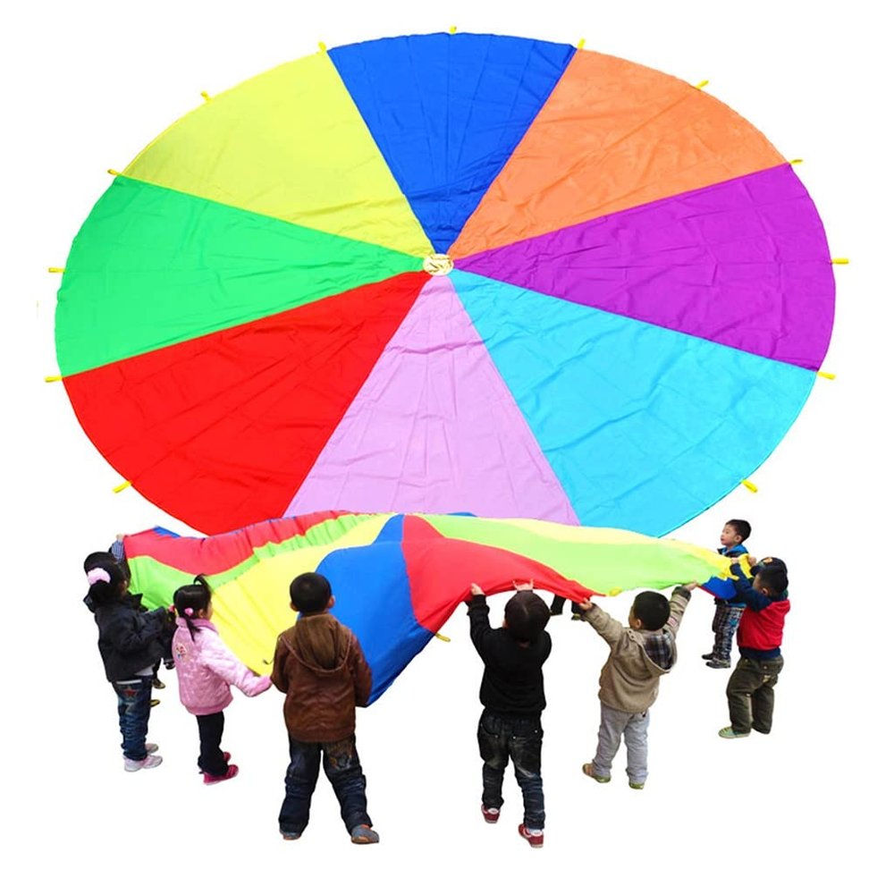 ZMQJEQANBG Play Parachute Parent-Child Interactive Game, Balance & Coordination Play Parachute, Resistant Play Parachute for 3-6 Years Old(4m/13.1ft)
