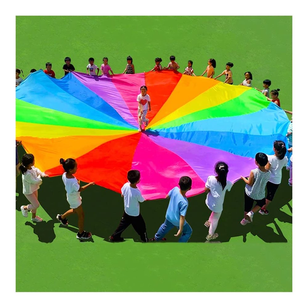 ZMQJEQANBG Play Parachute Kids Coordination Game, Nursery Coordination Play Parachute Games, Resistant Play Parachute for 3-6 Years Old(7m/22.9ft)