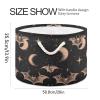 KJIZMO Magic Bat Large Round Storage Basket with Handle, Collapsible Decorative Laundry Baskets for Blanket, Cotton Rope Organizer Towels Nursery Hamper Bin, 20" x 14" view 2