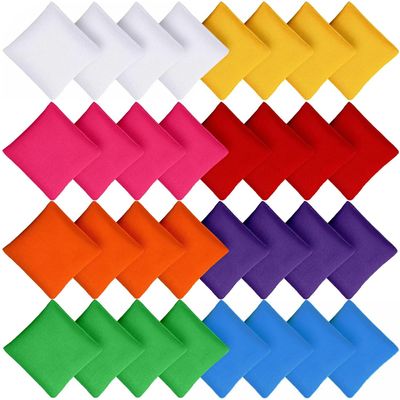 Dyrfolm 32 Pack Mini Bean Bags, Cornhole Bean Bags, Nylon Beanbags for Tossing, Assorted Colors (2.76 x 2.76 Inch)
