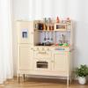 Arlopu Play Kitchen for Kids, Wooden Toy Toddler Kitchen Sets, Pretend Cooking Playset with Storage & Accessories, Realistic Light & Sound, Stove, Fridge, Microwave, Removable Sink (Beige) view 1