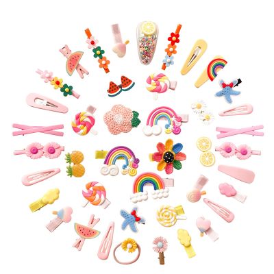 42 Pcs Cute Hair Clips for Toddler Girls, Fashion Colorful Flower Fruit Hair Accessories, Baby Hair Pin, Barrettes for Kids Girls (J)