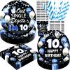 10th Birthday Decorations for Boys, 10 Year Old Boy Birthday Decorations Party Supplies, 120Pcs Double Digits Happy 10th Birthday Includes Paper Plates, Napkins, Cups and Straws | Serves 24 view 1