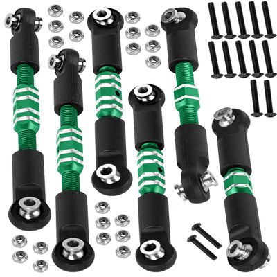 RCHuiWow RC Turnbuckles Camber Links Upgrades Part for 1/10 Granite 3S BLX(Mega550),Senton 3S BLX(Mega550),Vorteks 3S BLX(Mega550),Alloy Links Adjustable Tie Rods & Turnbuckles,6pcs,Green