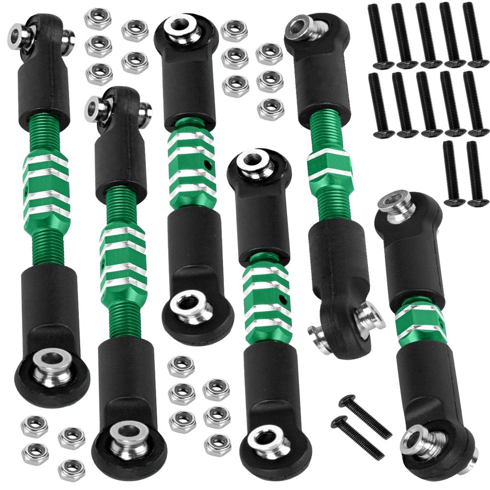 RCHuiWow RC Turnbuckles Camber Links Upgrades Part for 1/10 Granite 3S BLX(Mega550),Senton 3S BLX(Mega550),Vorteks 3S BLX(Mega550),Alloy Links Adjustable Tie Rods & Turnbuckles,6pcs,Green