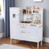 Arlopu Play Kitchen for Kids, Wooden Toy Toddler Kitchen Sets, Sturdy Pretend Cooking Playset with Storage & Accessories, Realistic Light & Sound, Stove, Fridge, Microwave, Removable Sink (Gray) view 1
