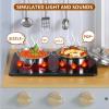 Arlopu Play Kitchen for Kids, Wooden Toy Toddler Kitchen Sets, Sturdy Pretend Cooking Playset with Storage & Accessories, Realistic Light & Sound, Stove, Fridge, Microwave, Removable Sink (Gray) view 2