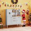 Arlopu Play Kitchen for Kids, Wooden Toy Toddler Kitchen Sets, Sturdy Pretend Cooking Playset with Storage & Accessories, Realistic Light & Sound, Stove, Fridge, Microwave, Removable Sink (Gray) view 4