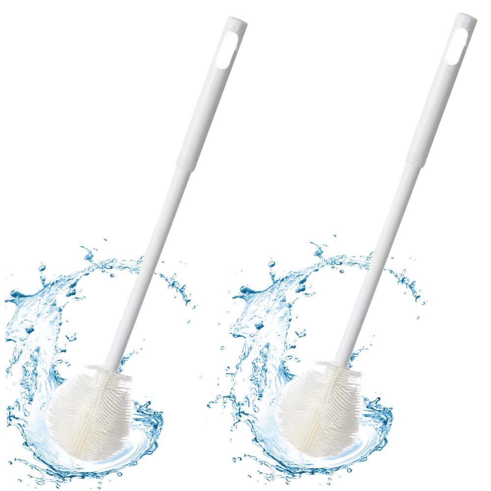 2Pcs Bottle Brush 11.6" Flexible Silicone Bottle Cleaner with Long Handle & Foldable Brush Head Clean Every Corner, Bottle Brush with Hanging Hole For Baby Bottles Baby Bottle Brush Water Bottle Brush