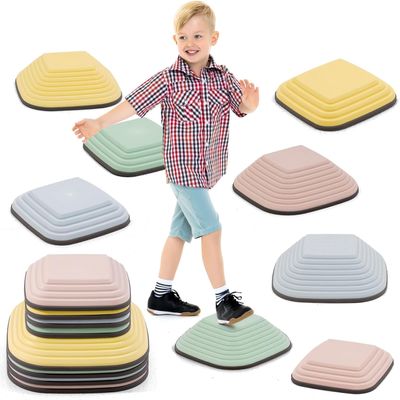 8PCS Balance Stepping Stones,Non-Slip Stepping Stone,Toddlers Sensory Play Equipment Toy,Durable Non-Slip Stones Promotes Balance Coordination & Strength for Kids Ages 3-8 (Macaron)