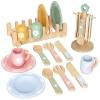 20 PCS Kitchen Playset with Wooden Toy Plates and Dishes, Montessori Kitchen Toys for Girls and Boys, Wooden Play Kitchen Accessories for Kids Toddlers Aged 3 and up view 1