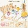 20 PCS Kitchen Playset with Wooden Toy Plates and Dishes, Montessori Kitchen Toys for Girls and Boys, Wooden Play Kitchen Accessories for Kids Toddlers Aged 3 and up view 3