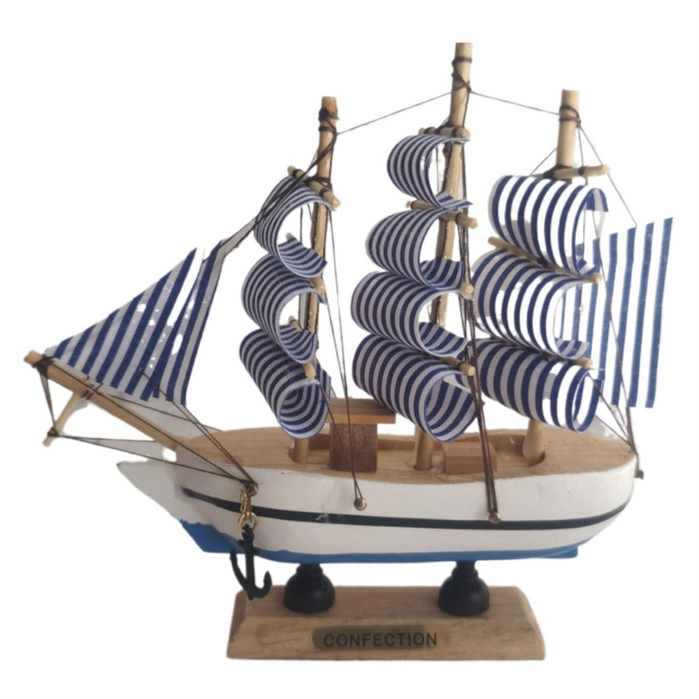 shuicui 16cm Sailboat Model Boat Ornament Home Children's Room Decoration Craft Boat Desk Ornament Blue Men and Women
