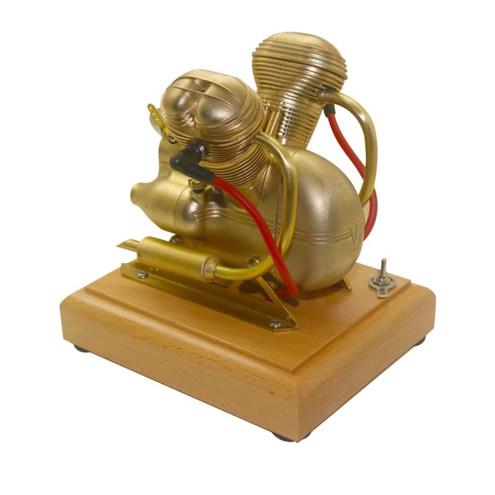 DAOYU Motorcycle Engine Model, 3.2cc Mini OHV Horizontal V-Twin Four-Stroke Gasoline Internal Combustion Model for Motorcycle (Golden)