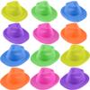 SGBETTER 24 Pcs Neon Party Hats Bulk Plastic Fedora Party Hats Glitter Party Gangster Hats for Adult Kids Happy New Year Party Supplies Photo Booth Props, 6 Colors view 1