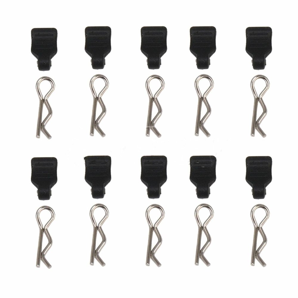 10pcs Black Metal RC Body Shell Clips with Pull Tab Spare Parts for AXIAL SCX24 AXI90081 AXI0001