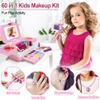 YasinKidz 60 in 1 Kids Makeup Kit, with 3-Color Led Makeup Mirror Real Washable Kids Makeup Sets for Girls 5-8, Perfect Girl Birthday Gift, Age 3+ view 4
