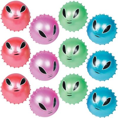 Assorted Colors Inflatable Alien Spike Vinyl Balls (5") 12 Count, Fun & Colorful Toys - Great Party Favors for Birthdays, Themed Parties & More