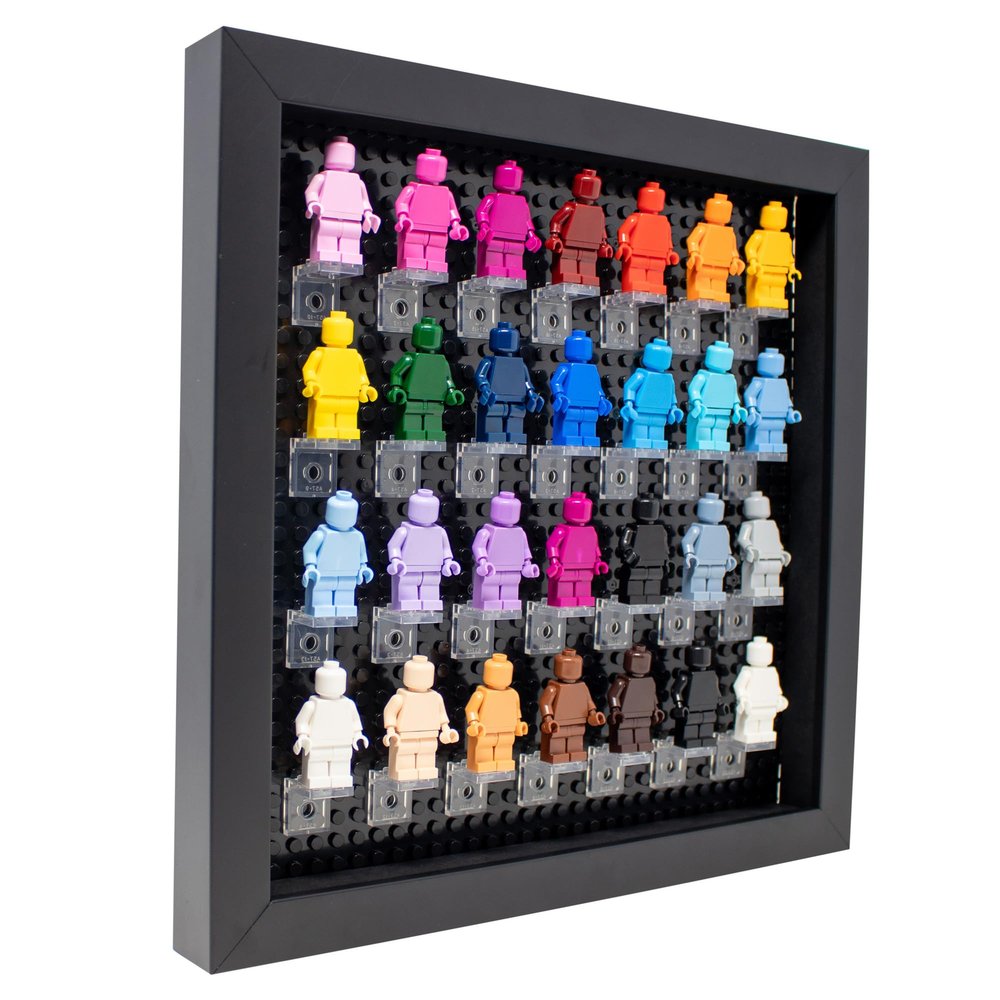 10x10 Black Mini Figure Display Case Figurine Shadow Box 10x10 Black Real Wood Shadow Box to Display Up to 28 Block Figures Black Base