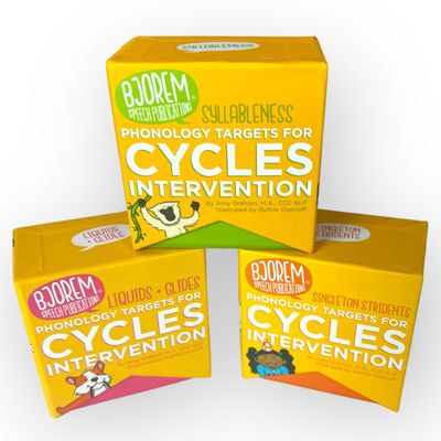 Bjorem Speech Cycles Intervention Bundle #2 Evidence-Based Phonology Therapy Cards for Highly Unintelligible Speech | Target Syllableness, Fronting, and Singleton Stridents