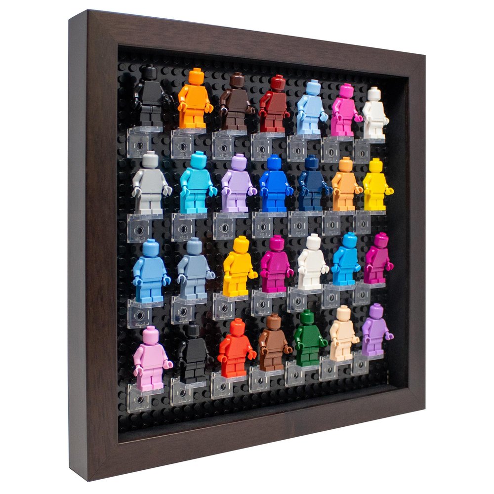 10x10 Walnut Mini Figure Display Case Figurine Shadow Box 10x10 Walnut Real Wood Shadow Box to Display Up to 28 Block Figures Black Base