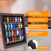 10x10 Walnut Mini Figure Display Case Figurine Shadow Box 10x10 Walnut Real Wood Shadow Box to Display Up to 28 Block Figures Black Base view 3