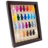 10x10 Walnut Mini Figure Display Case Figurine Shadow Box 10x10 Walnut Real Wood Shadow Box to Display Up to 28 Block Figures White Base view 1
