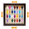 10x10 Walnut Mini Figure Display Case Figurine Shadow Box 10x10 Walnut Real Wood Shadow Box to Display Up to 28 Block Figures White Base view 2