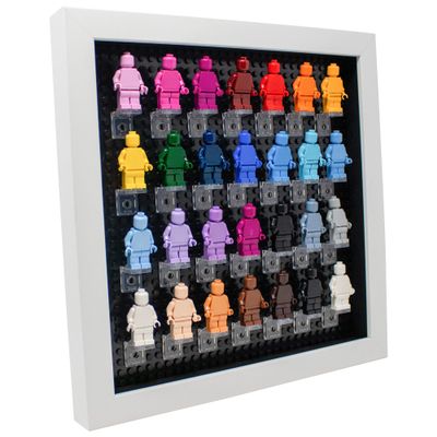 10x10 White Mini Figure Display Case Figurine Shadow Box 10x10 White Real Wood Shadow Box to Display Up to 28 Block Figures Black Base