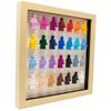 10x10 Natural Mini Figure Display Case Figurine Shadow Box 10x10 Natural Real Wood Shadow Box to Display Up to 28 Block Figures White Base view 1
