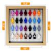 10x10 Natural Mini Figure Display Case Figurine Shadow Box 10x10 Natural Real Wood Shadow Box to Display Up to 28 Block Figures White Base view 2