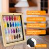 10x10 Natural Mini Figure Display Case Figurine Shadow Box 10x10 Natural Real Wood Shadow Box to Display Up to 28 Block Figures White Base view 3