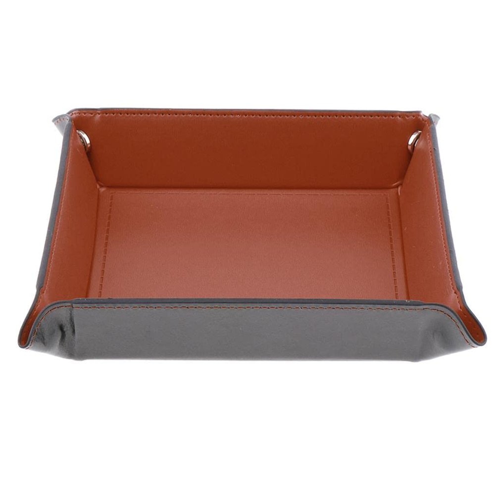 Xiaojikuaipao Dice Tray for Rolling PU Leather Red Blue Black Board Games Trays Desktop Round Case Portable Table Games Dice Set Felt Lined Tray Pad Dice Set Tablegame Phone - Brown