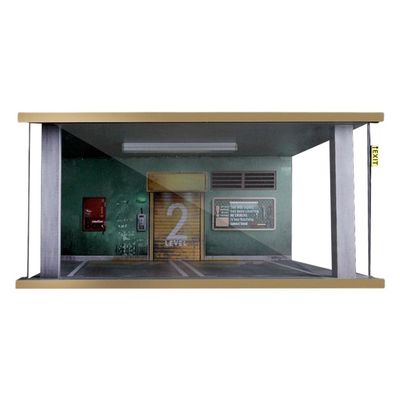 Xiaojikuaipao 1/18 Mini Diorama Parking Garage w/LED s | Model Car Display w/ 120 LEDs | Wooden & Acrylic | 15.43x14.53x7.17inch | Collectible Home Decor | Garage Diorama - Green Wall