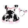 ABEWIP Baby Girls Dalmatian Cow Puppy Dog Tutu Dress Toddlers Santa Romper Dress Infants Halloween Dress up Outfit with Headband Halloween Birthday Party Dress Up for Kids Pink Cow 6-12M view 1