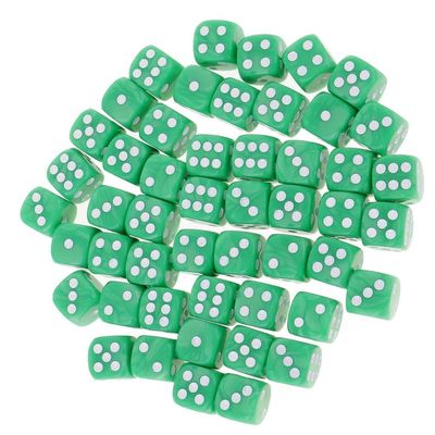 Xiaojikuaipao 50Pcs 16mm Dotted D6 Dice Set for RPG Gaming - Acrylic Material, Party Role Playing and Table Game Props - Great for D&D MTG Fun - Green