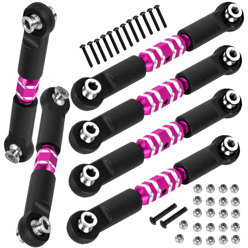 BRCatWPark 6pcs Aluminum Turnbuckles Camber Links Upgrades Part for 1/10 Granite 3S BLX(Mega550) Senton 3S BLX(Mega550) Vorteks 3S BLX(Mega550),RC Alloy Adjustable Turnbuckles Hop-Up,Pink
