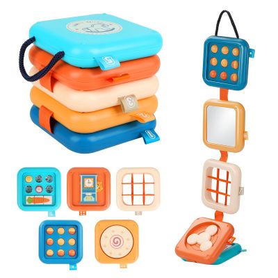 ZCOINS Toddler Travel Toys Busy Cube, Montessori Busy Board for Toddlers, Fine Motor Skills Toys for 1.5-2 Year Old, Toddler Stocking Stuffers Airplane Activitie Cube 18 Months Fidget Board Gift