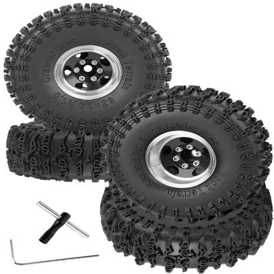 BRCatWPark RC 1.0" Beadlock Wheels and Tires for 1/18 TRX4M,1/24 SCX24 RC Crawler Car,4PCS Alloy Aluminium 1.0 Wheels Rims & Rubber Tires,Black