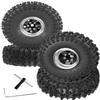 BRCatWPark RC 1.0" Beadlock Wheels and Tires for 1/18 TRX4M,1/24 SCX24 RC Crawler Car,4PCS Alloy Aluminium 1.0 Wheels Rims & Rubber Tires,Black view 1
